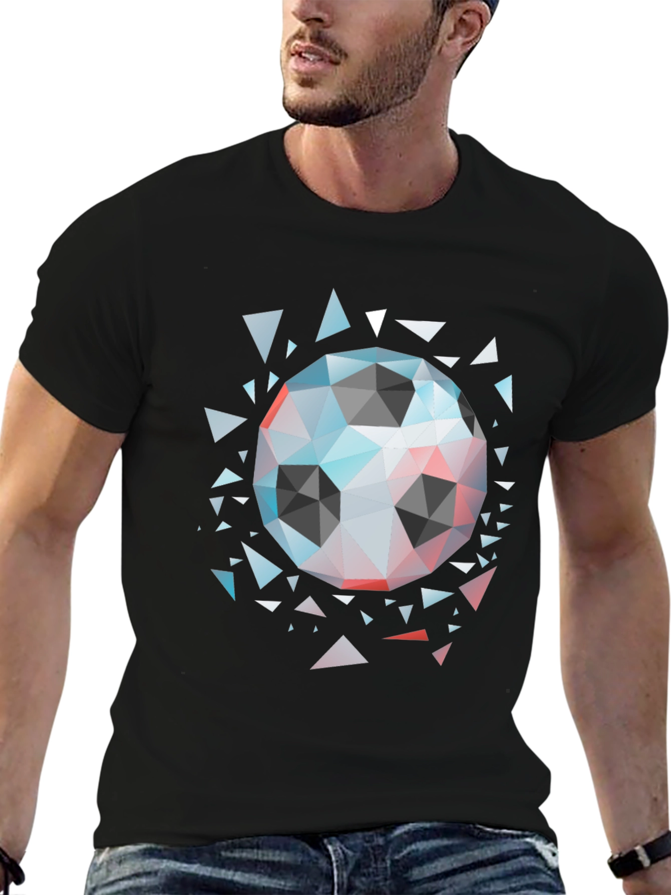 Geometric Soccer Ball Graphic Tee - Modern Mens Shirt