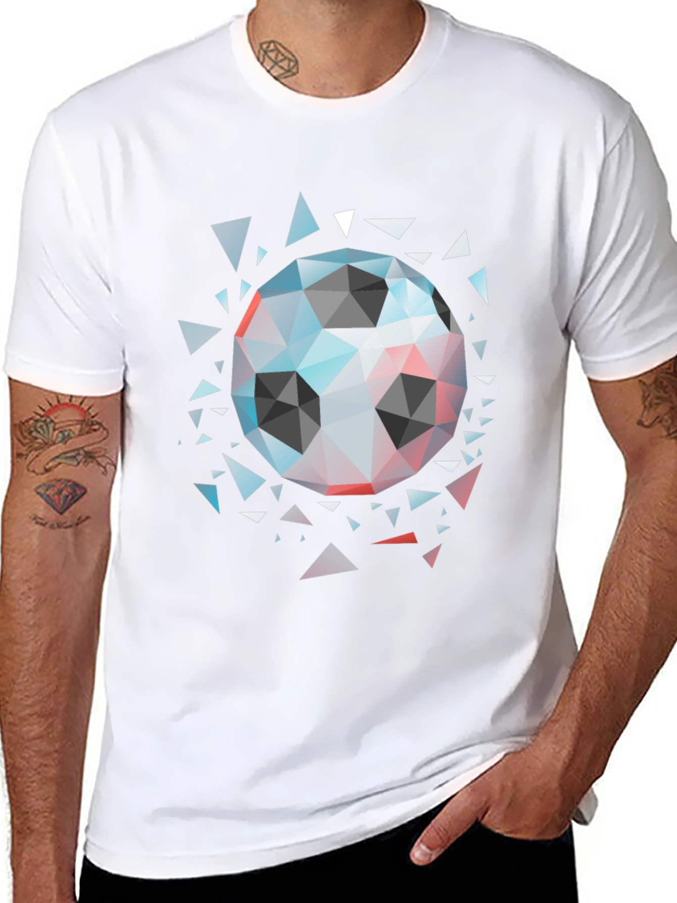 Geometric Soccer Ball Graphic Tee - Modern Mens Shirt