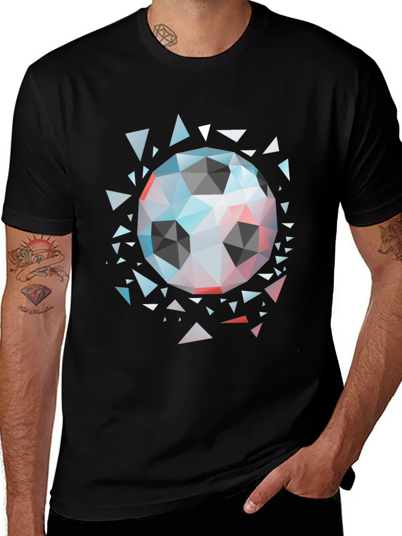 Geometric Soccer Ball Graphic Tee - Modern Mens Shirt
