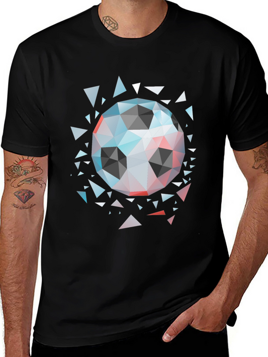 Geometric Soccer Ball Graphic Tee - Modern Mens Shirt