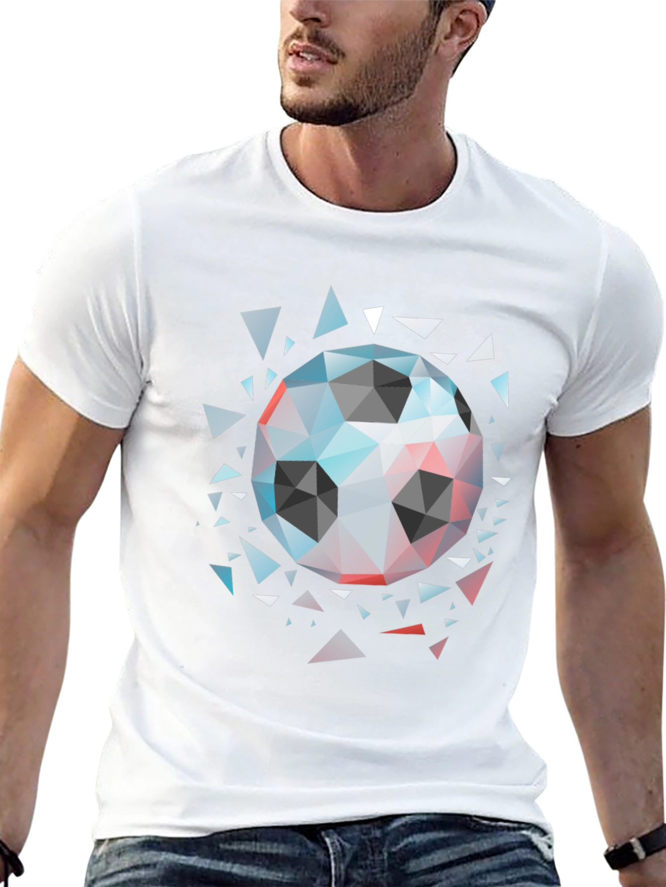 Geometric Soccer Ball Graphic Tee - Modern Mens Shirt