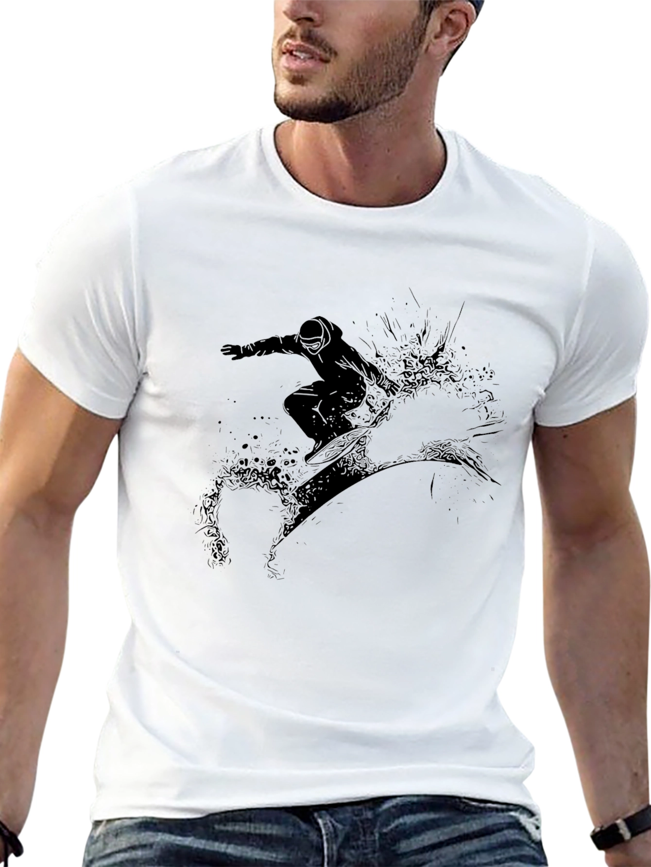 Black Snowboard Graphic Tee - Mens