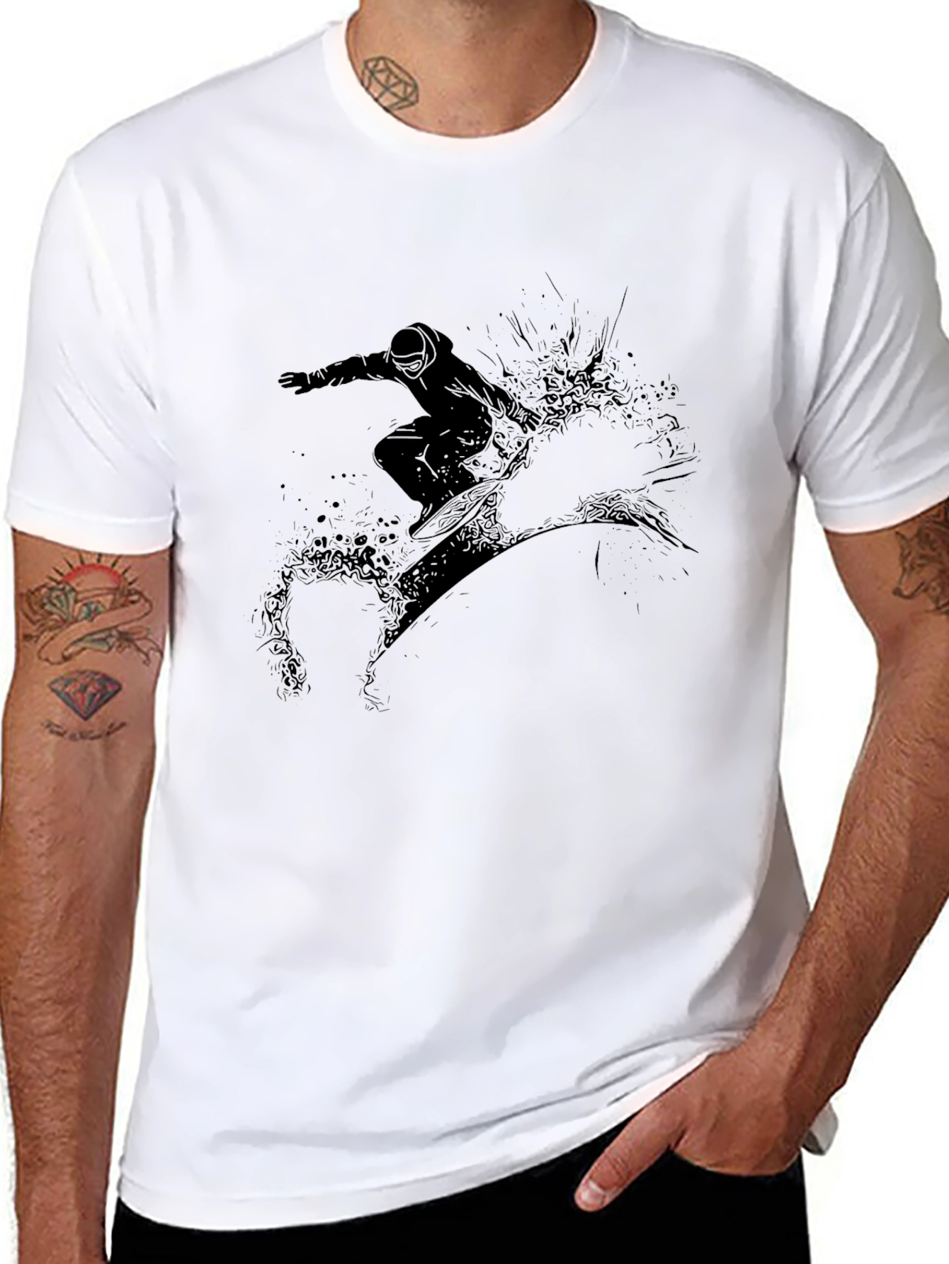 Black Snowboard Graphic Tee - Mens