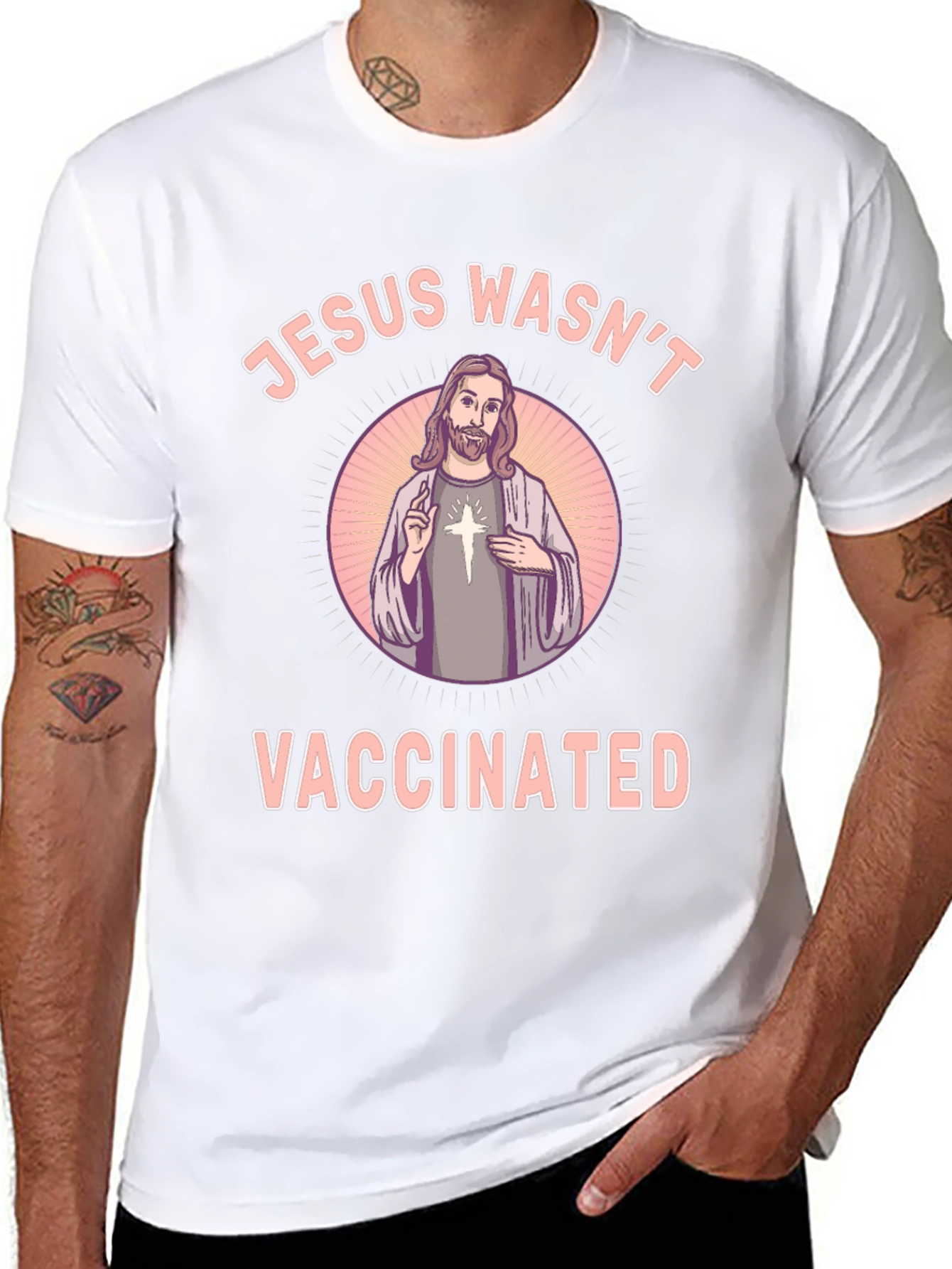 Jesus Wasnt Vaccinated Black T-Shirt