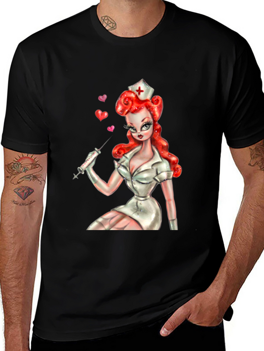 Retro Nurse Graphic Tee - Pin-Up Style Shirt