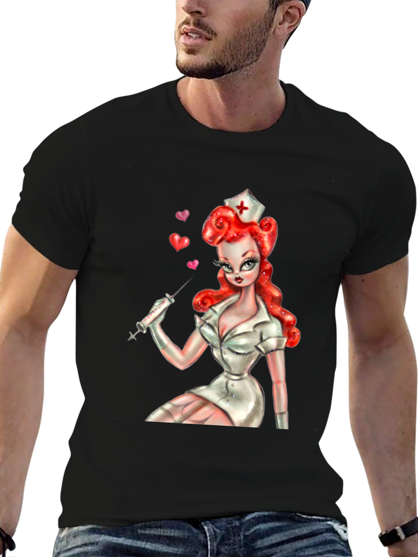 Retro Nurse Graphic Tee - Pin-Up Style Shirt