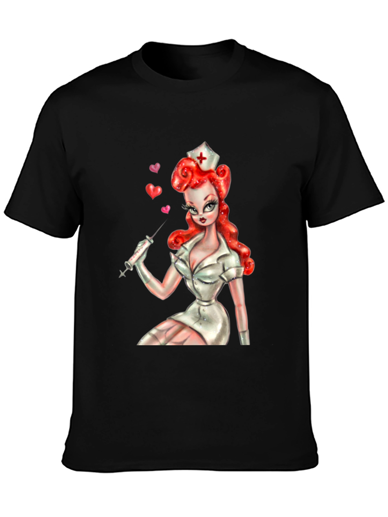 Retro Nurse Graphic Tee - Pin-Up Style Shirt