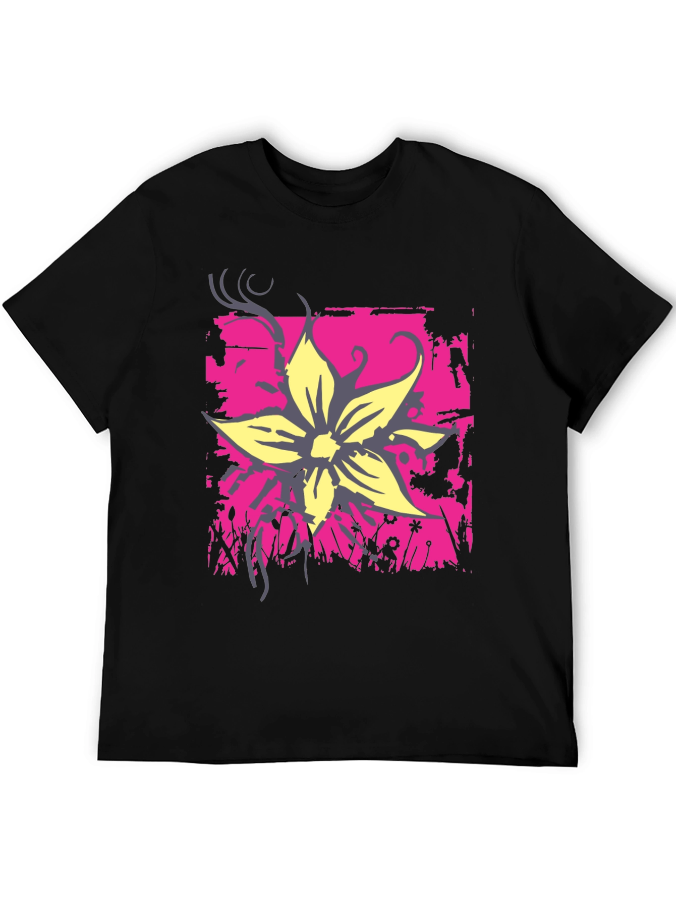 Floral Graphic Print Tee - Black