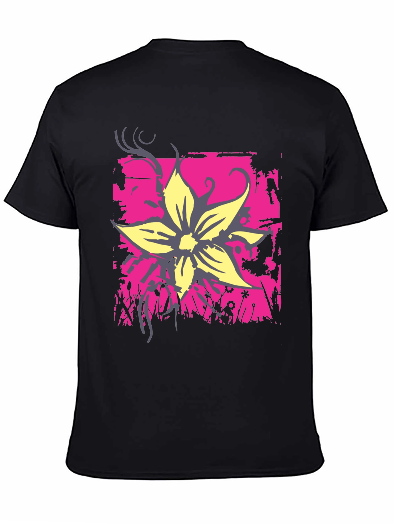 Floral Graphic Print Tee - Black