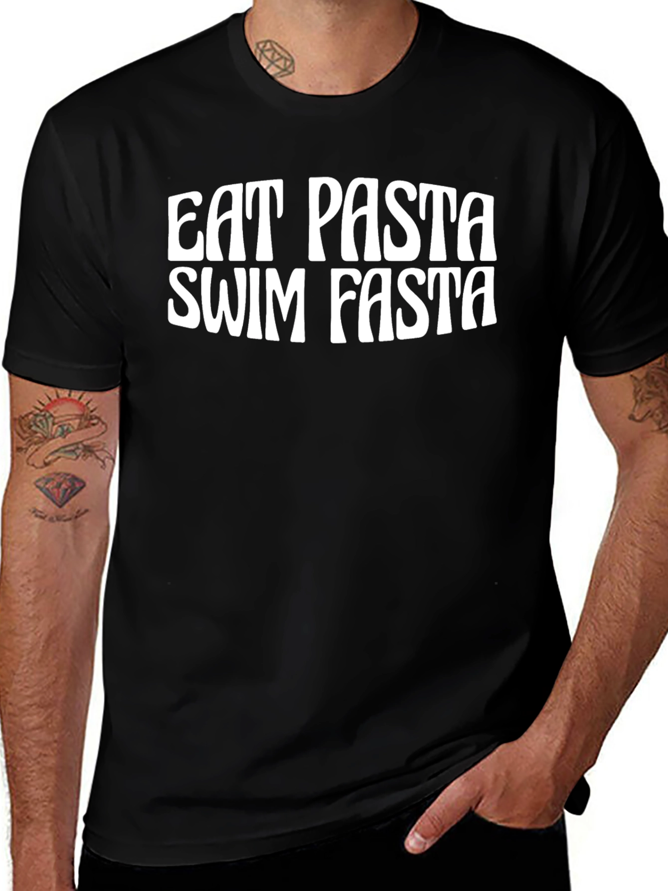 Eat Pasta Swim Fasta T-Shirt - Funny Fitness Tee