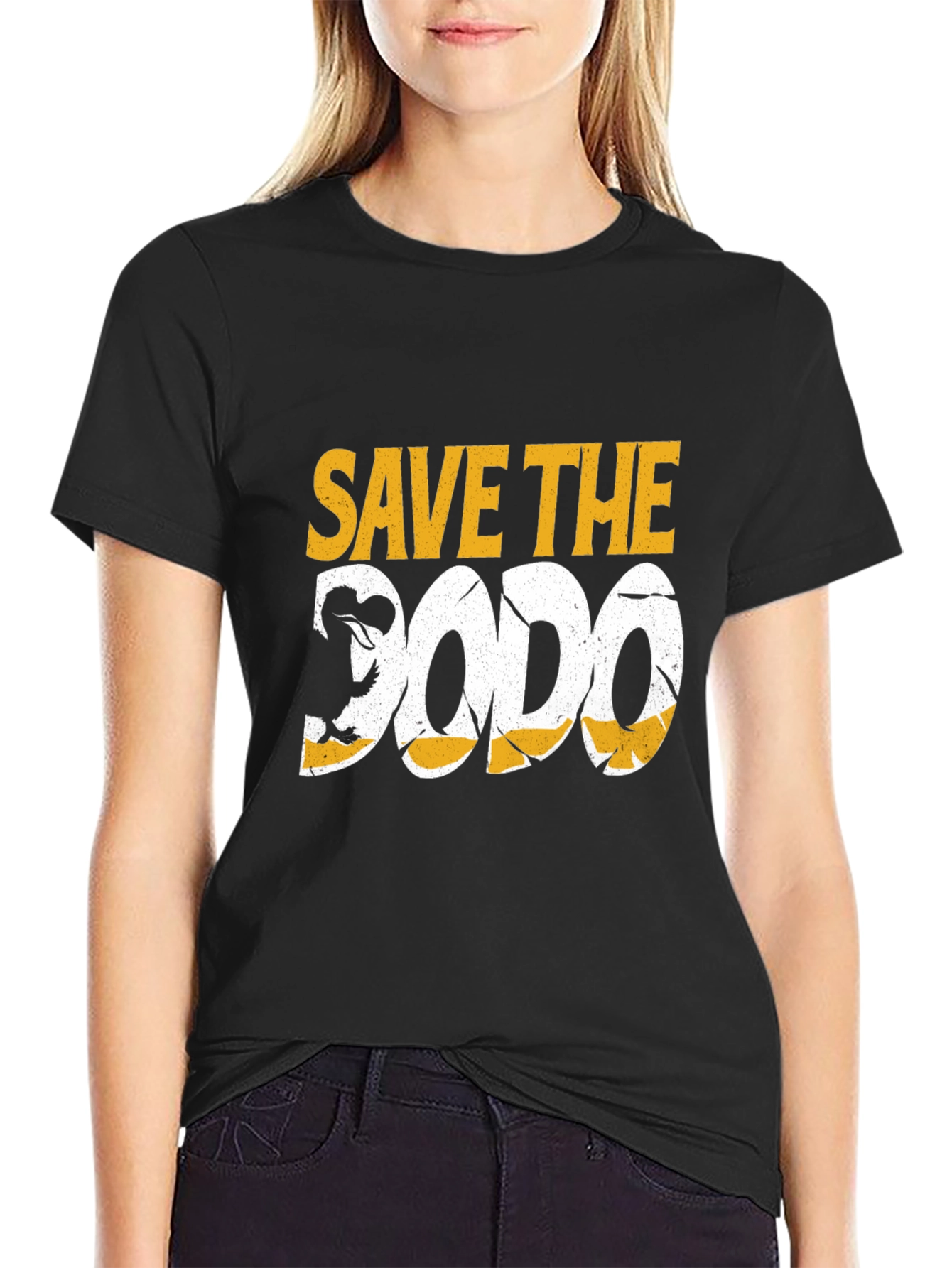 Save the Dodo Graphic Tee - Black Cotton T-Shirt
