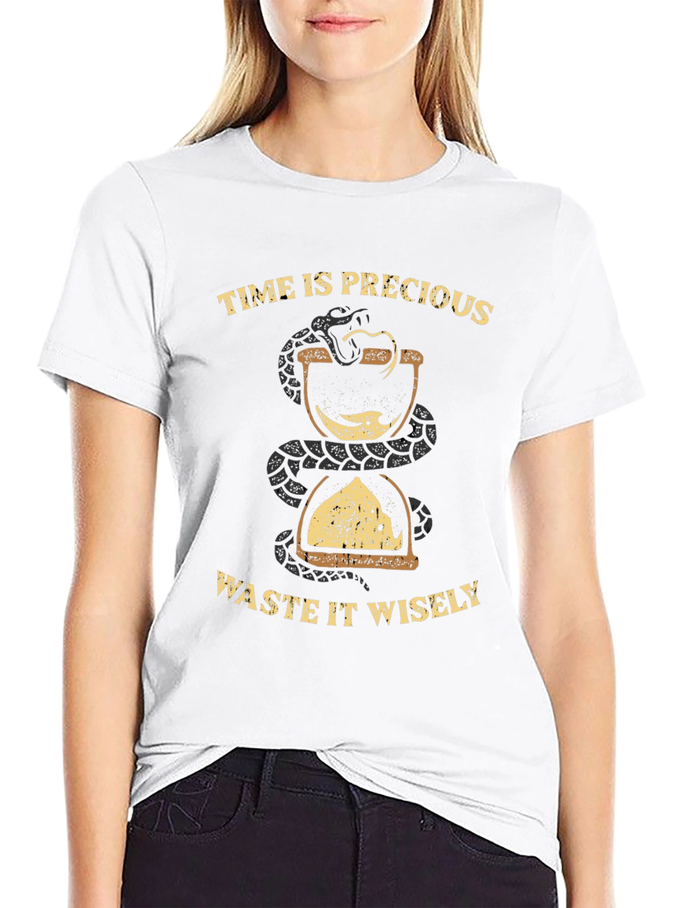 Time Is Precious Black Graphic Tee