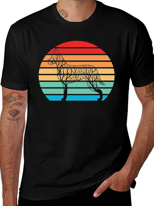 Dog Sunset Silhouette Tee - Unique Graphic T-Shirt