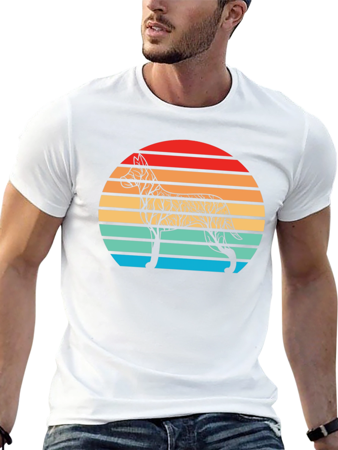 Dog Sunset Silhouette Tee - Unique Graphic T-Shirt