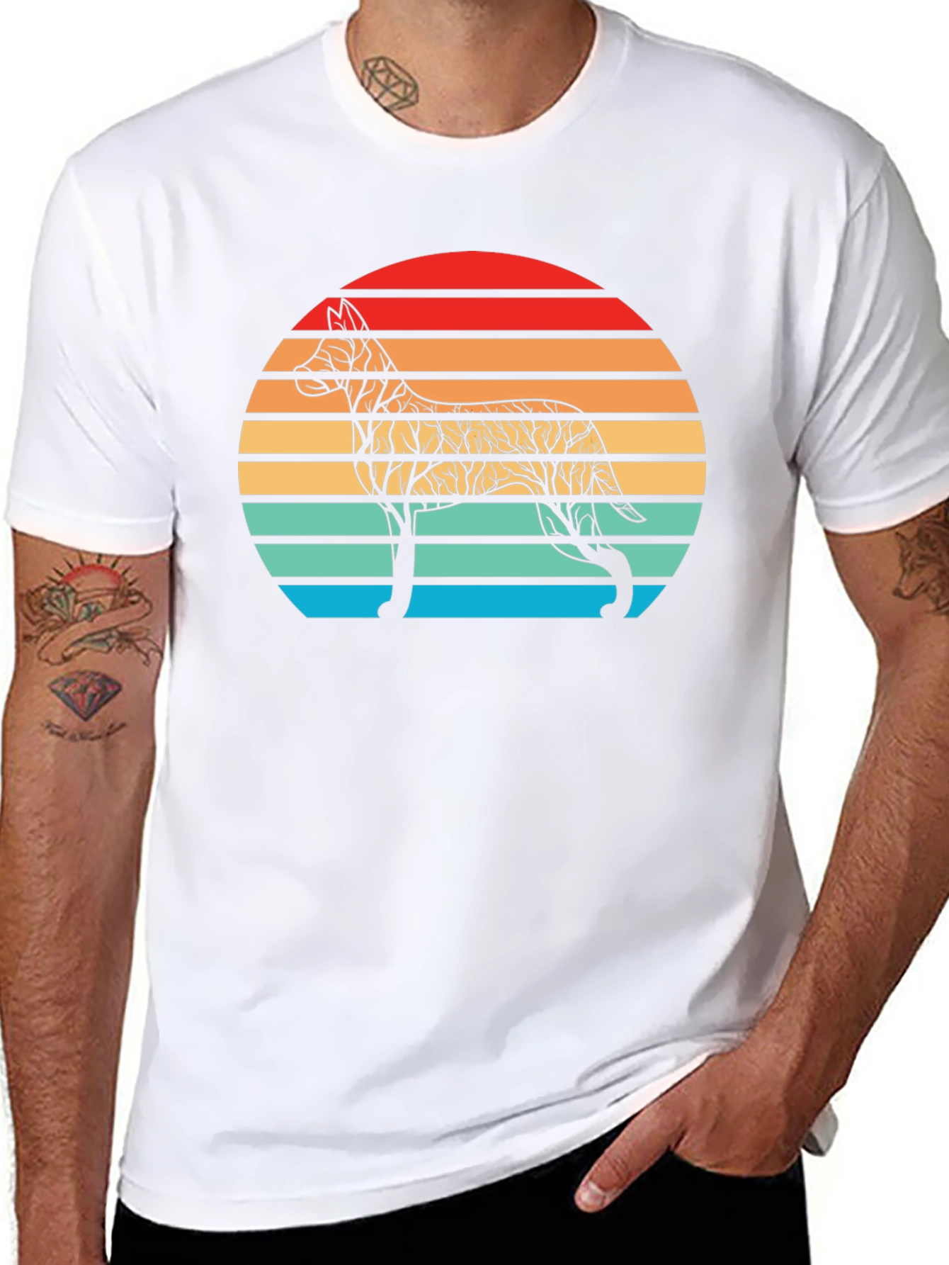 Dog Sunset Silhouette Tee - Unique Graphic T-Shirt