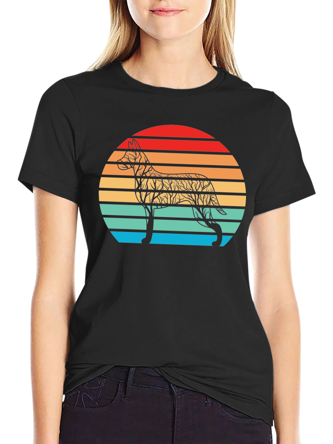 Dog Sunset Silhouette Tee - Unique Graphic T-Shirt