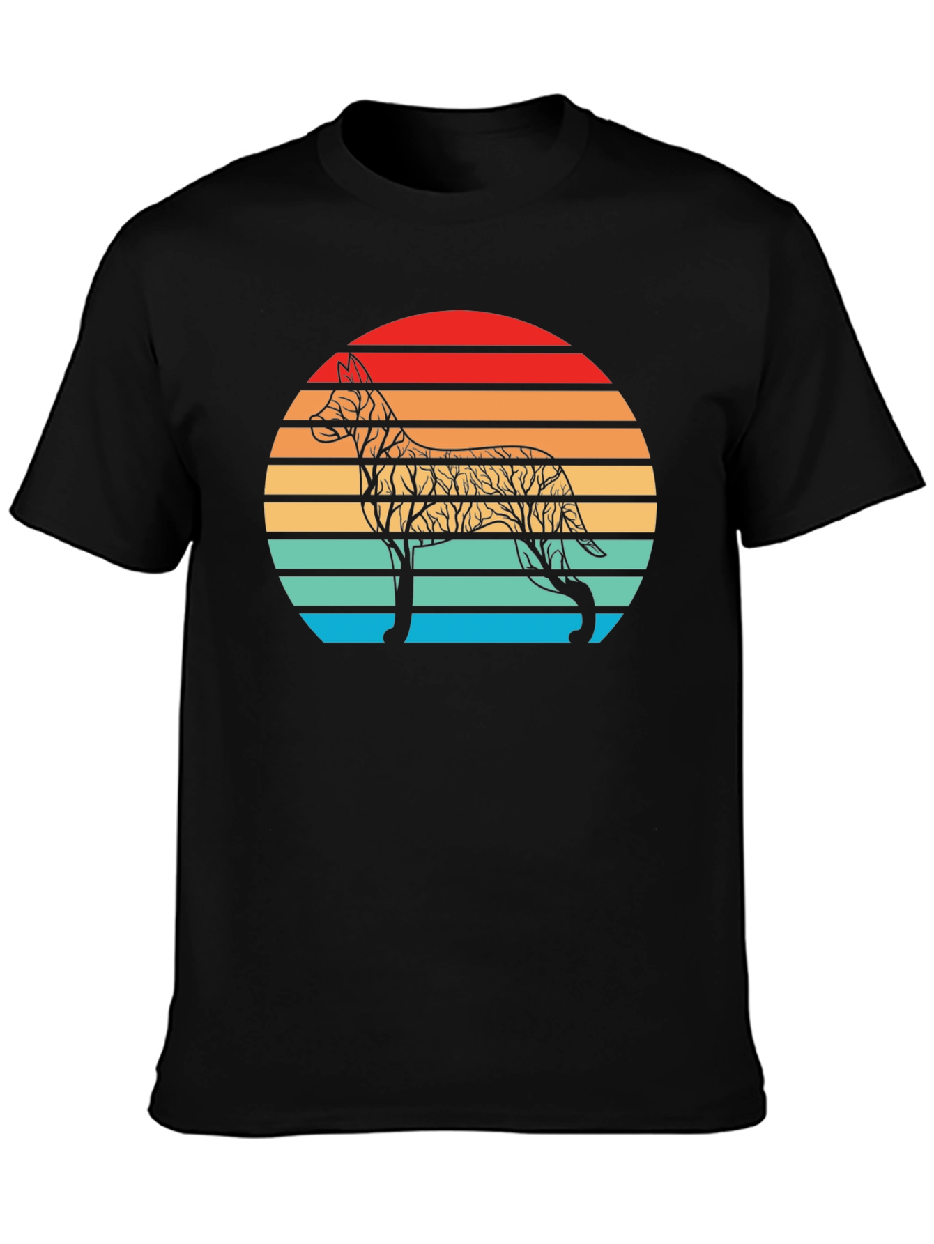 Dog Sunset Silhouette Tee - Unique Graphic T-Shirt