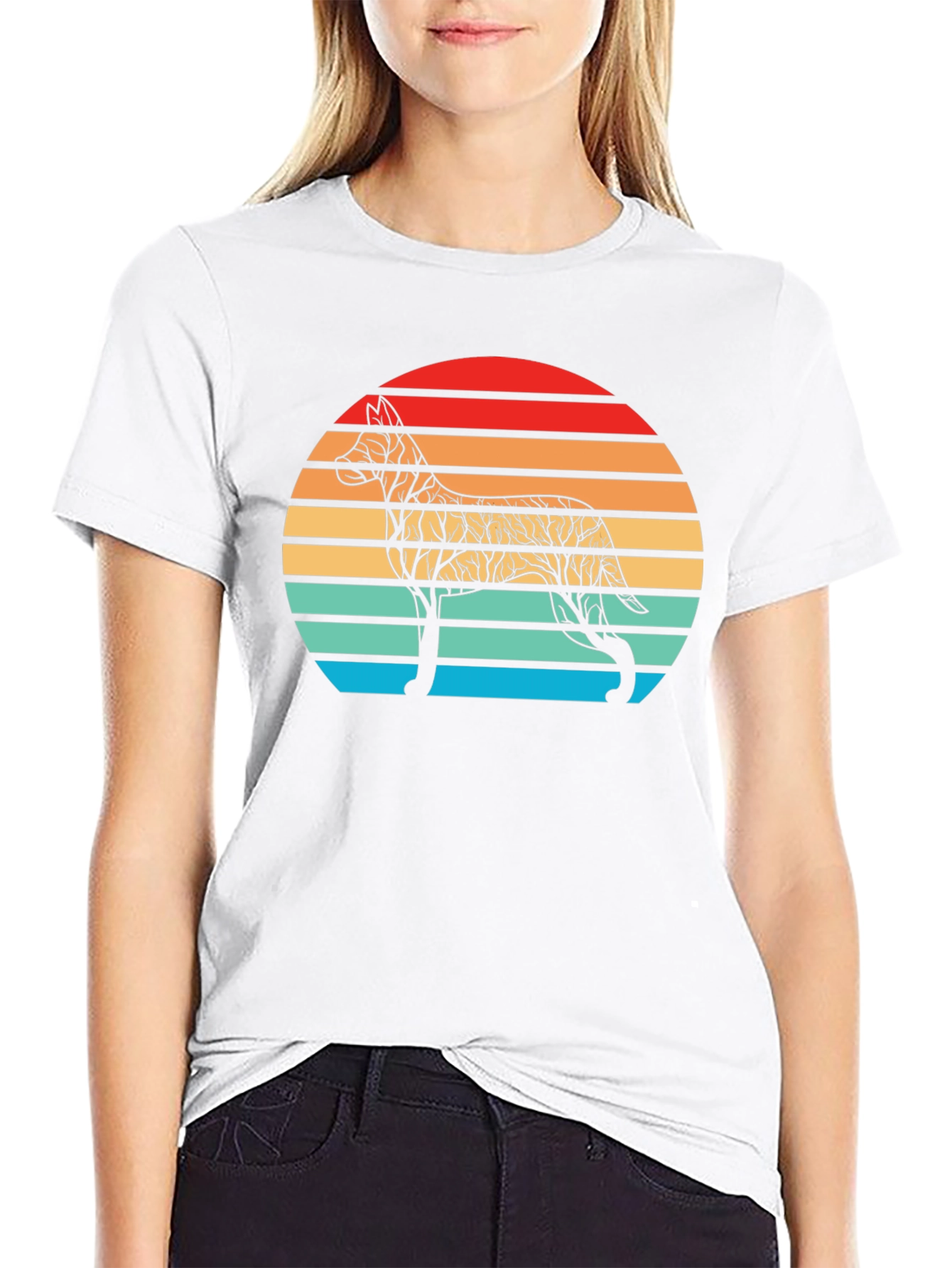 Dog Sunset Silhouette Tee - Unique Graphic T-Shirt