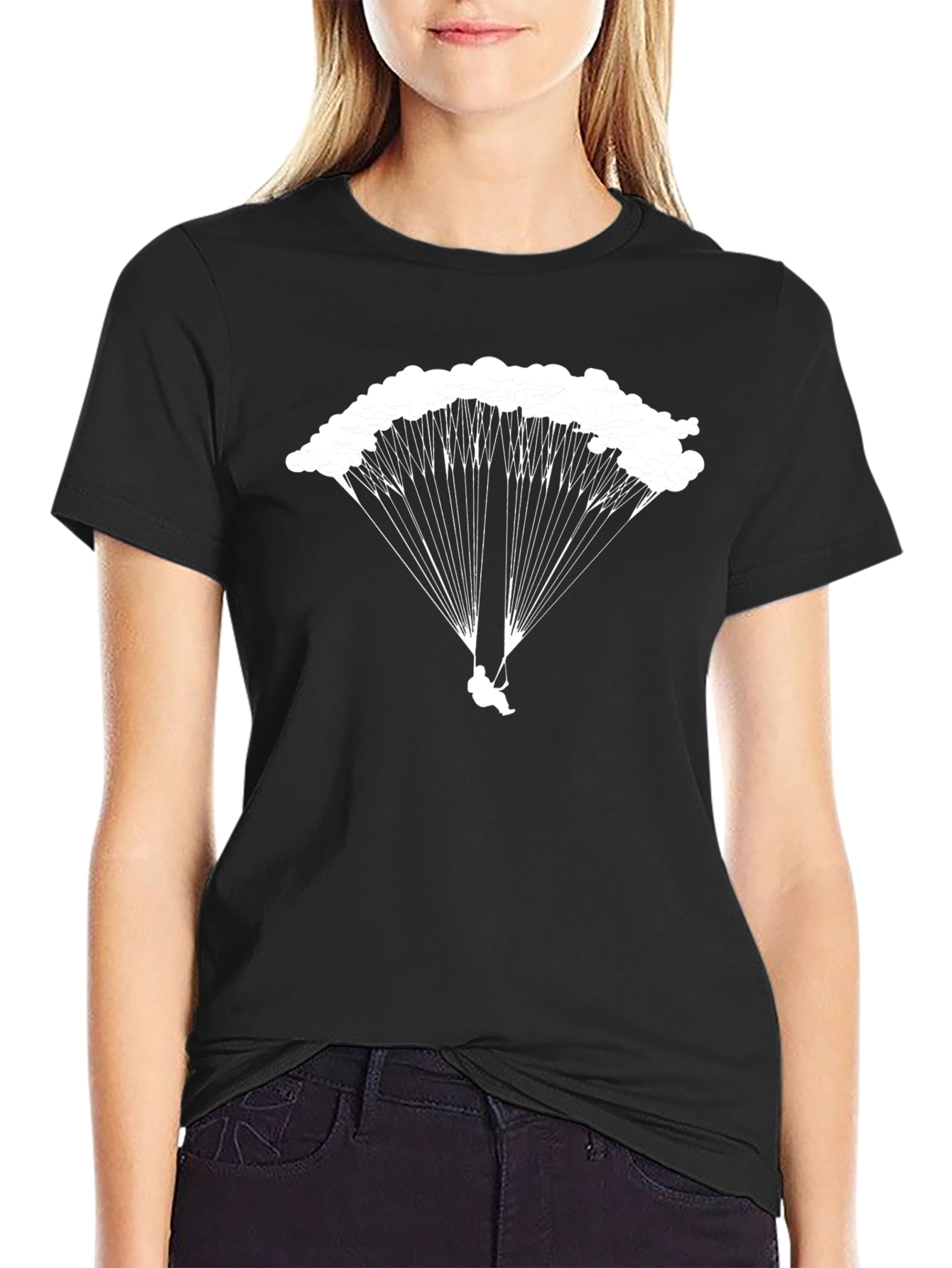 Skydiving Graphic Tee - Black Cotton T-Shirt