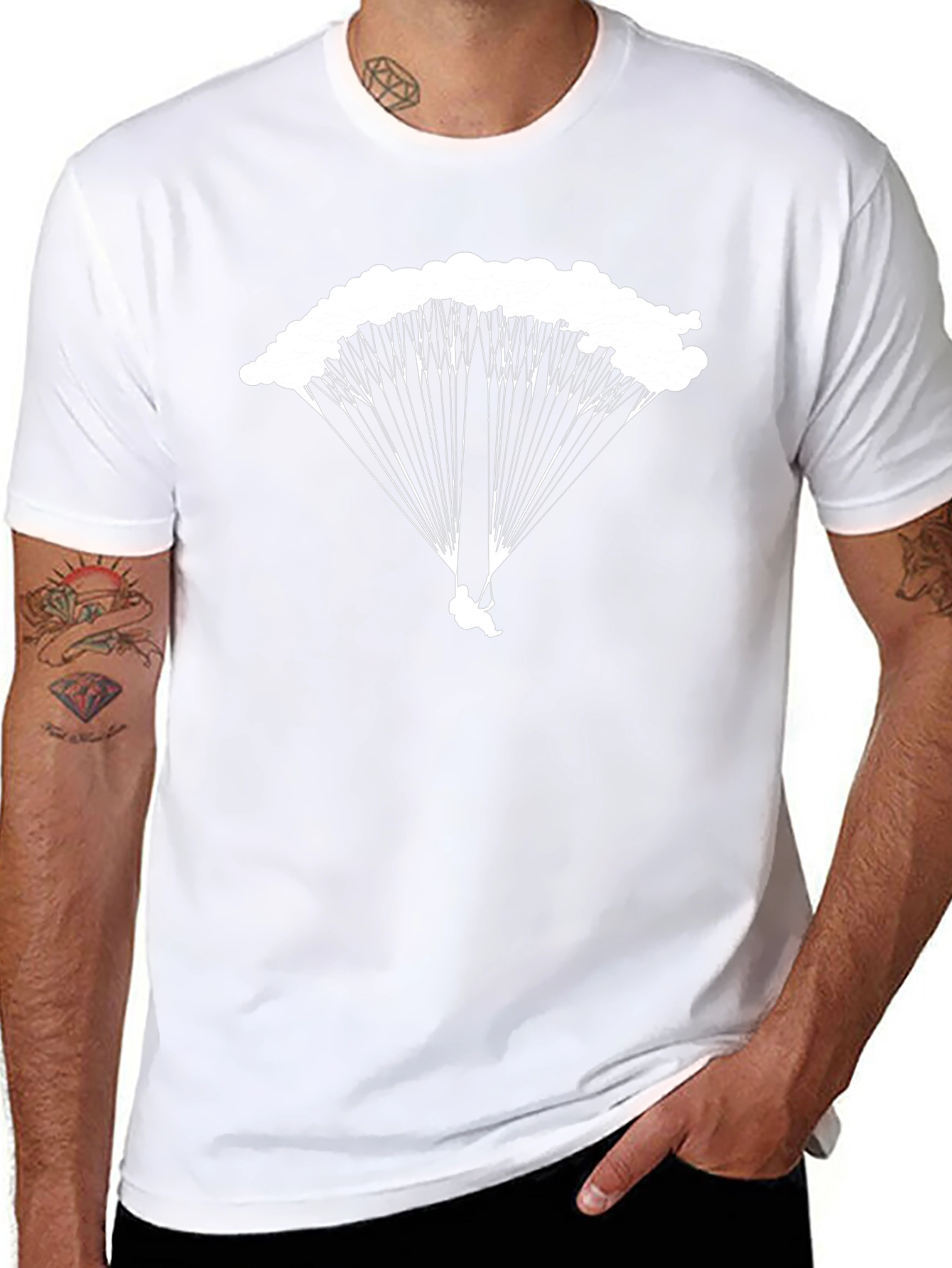 Skydiving Graphic Tee - Black Cotton T-Shirt