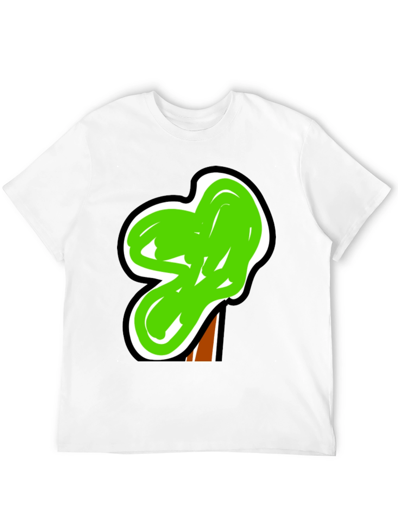 Funky Green Tree Graphic Black Tee