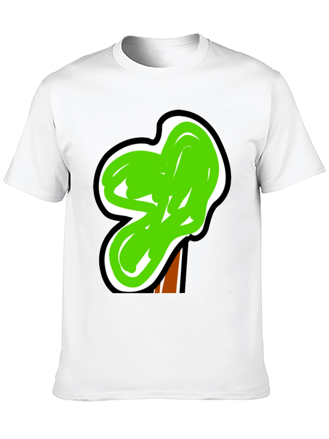 Funky Green Tree Graphic Black Tee