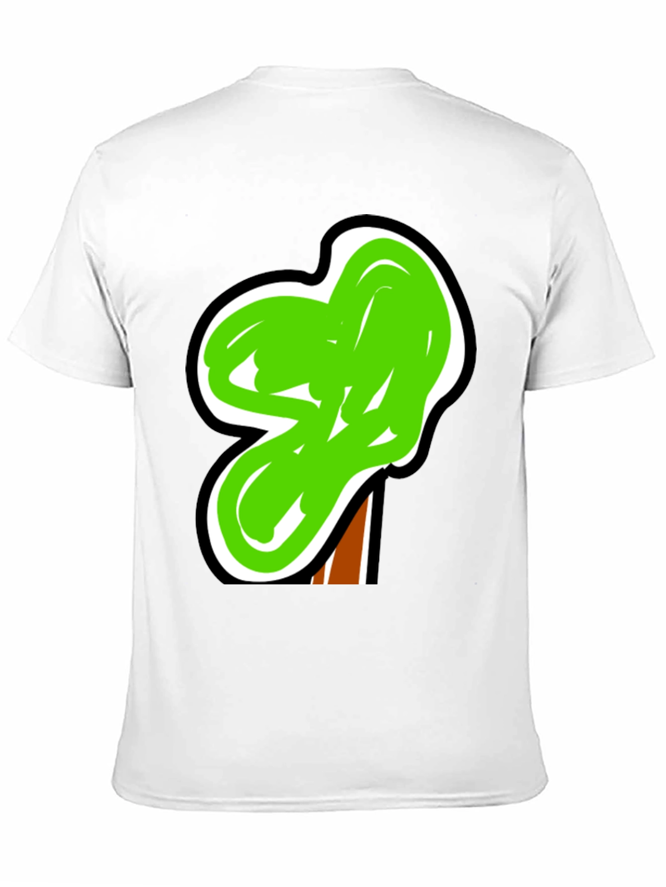 Funky Green Tree Graphic Black Tee