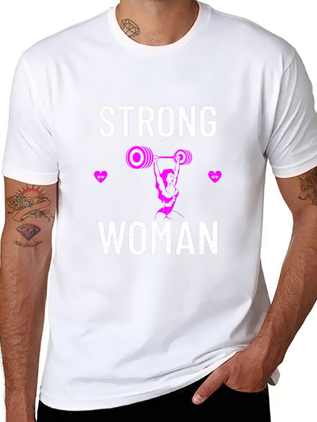 Strong Woman Graphic T-Shirt - Weightlifting Design