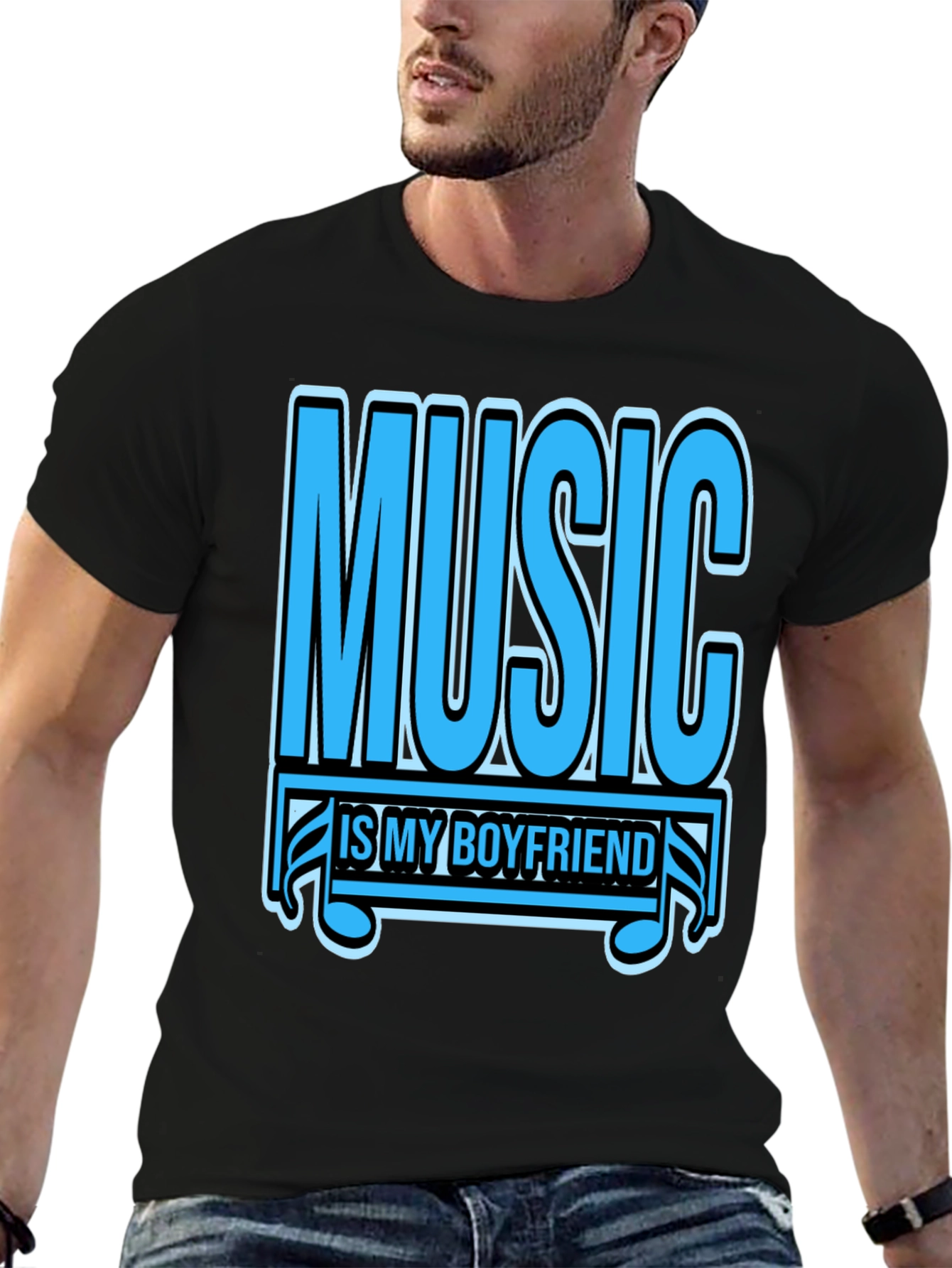 Music is My Boyfriend Graphic Tee - Black T-Shirt