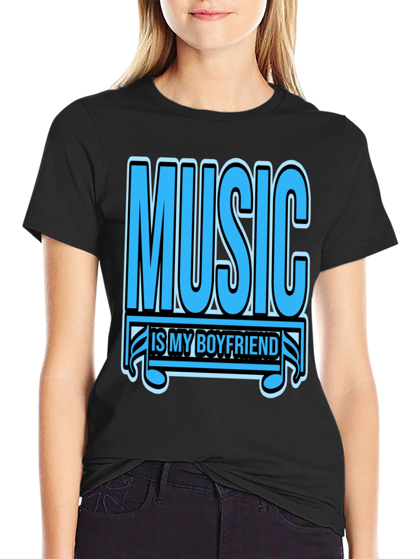 Music is My Boyfriend Graphic Tee - Black T-Shirt