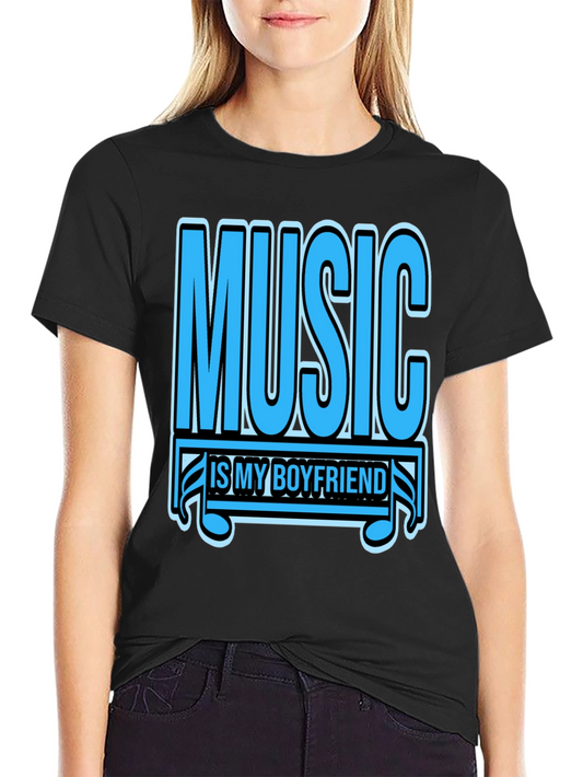 Music is My Boyfriend Graphic Tee - Black T-Shirt
