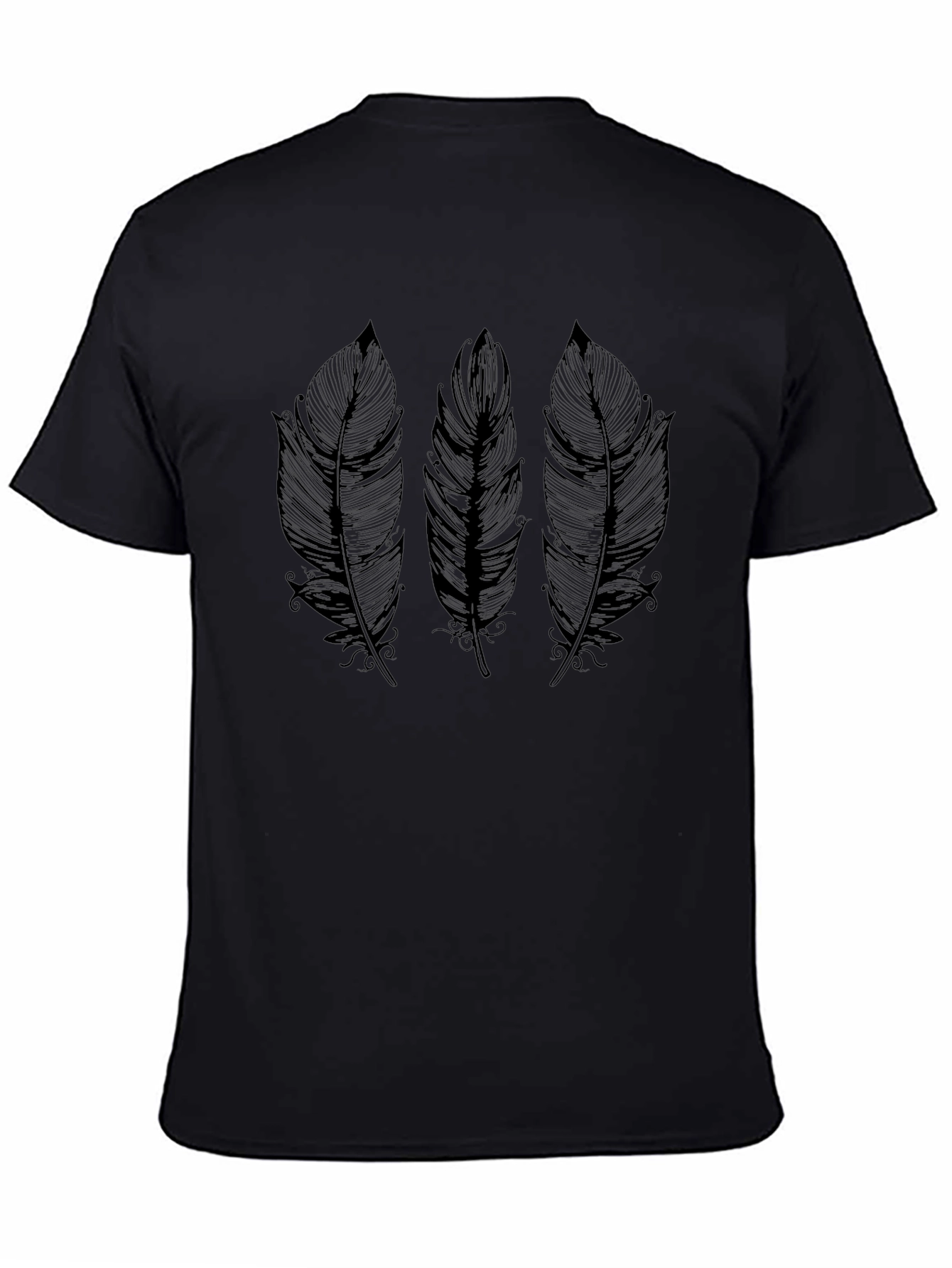 Feather Print Crew Neck T-Shirt
