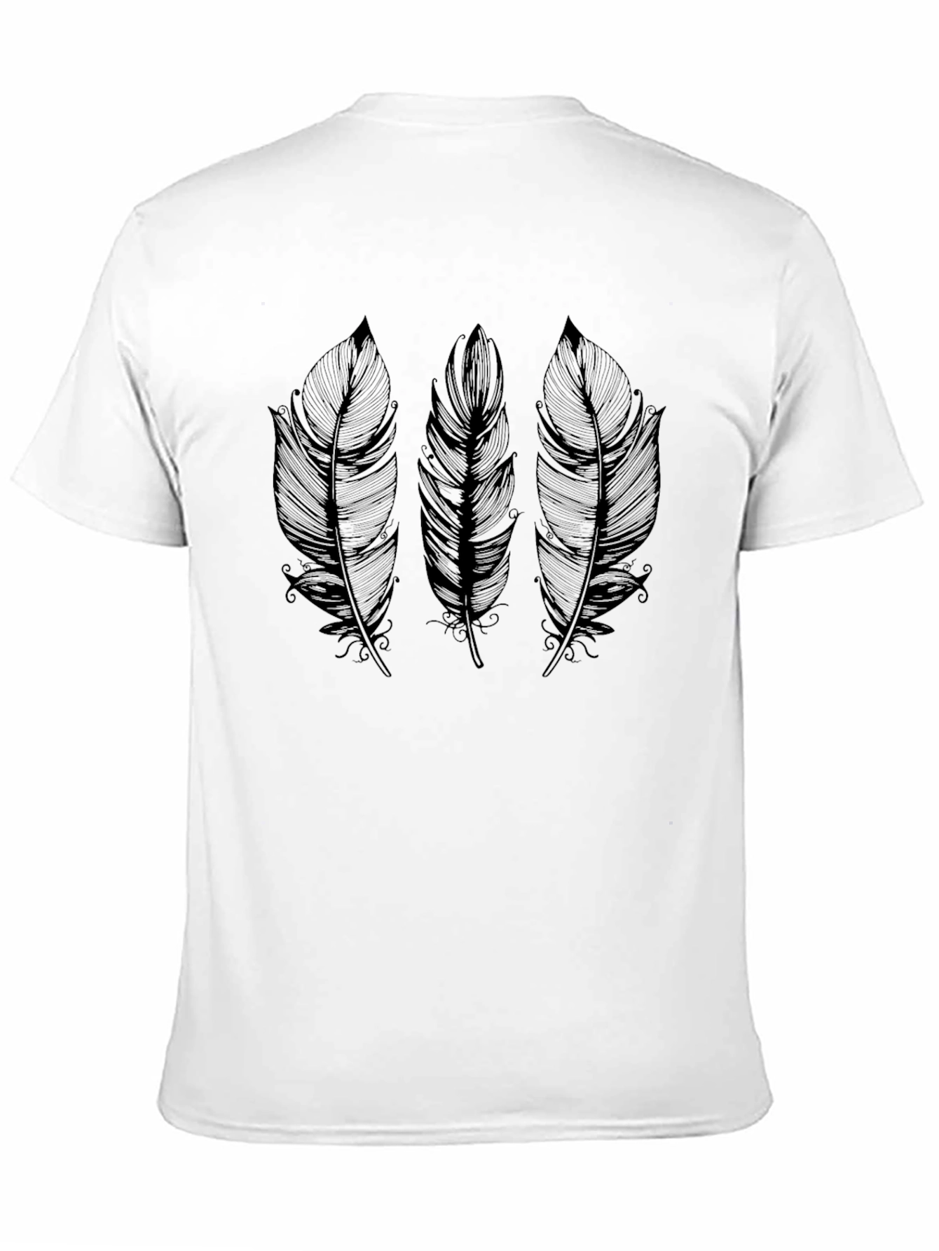 Feather Print Crew Neck T-Shirt