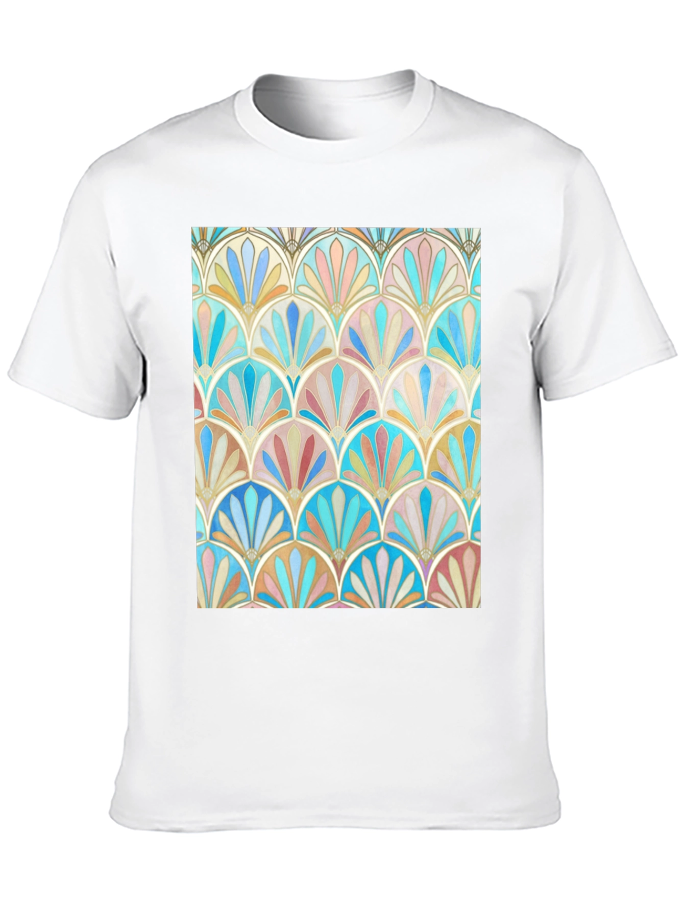 Art Deco Fan Pattern Graphic Tee - Black