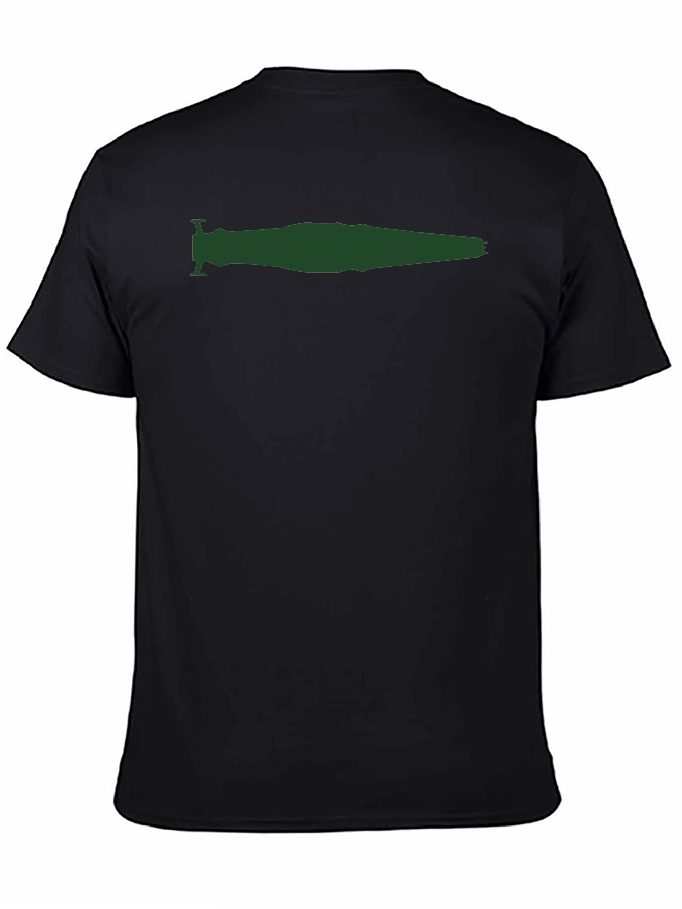 Mens Black T-Shirt with Green Spaceship Silhouette