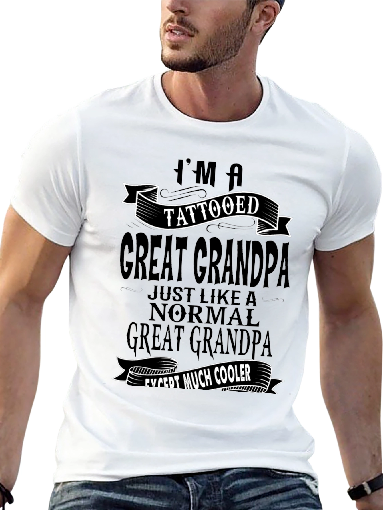 Tattooed Great Grandpa Black Graphic Tee