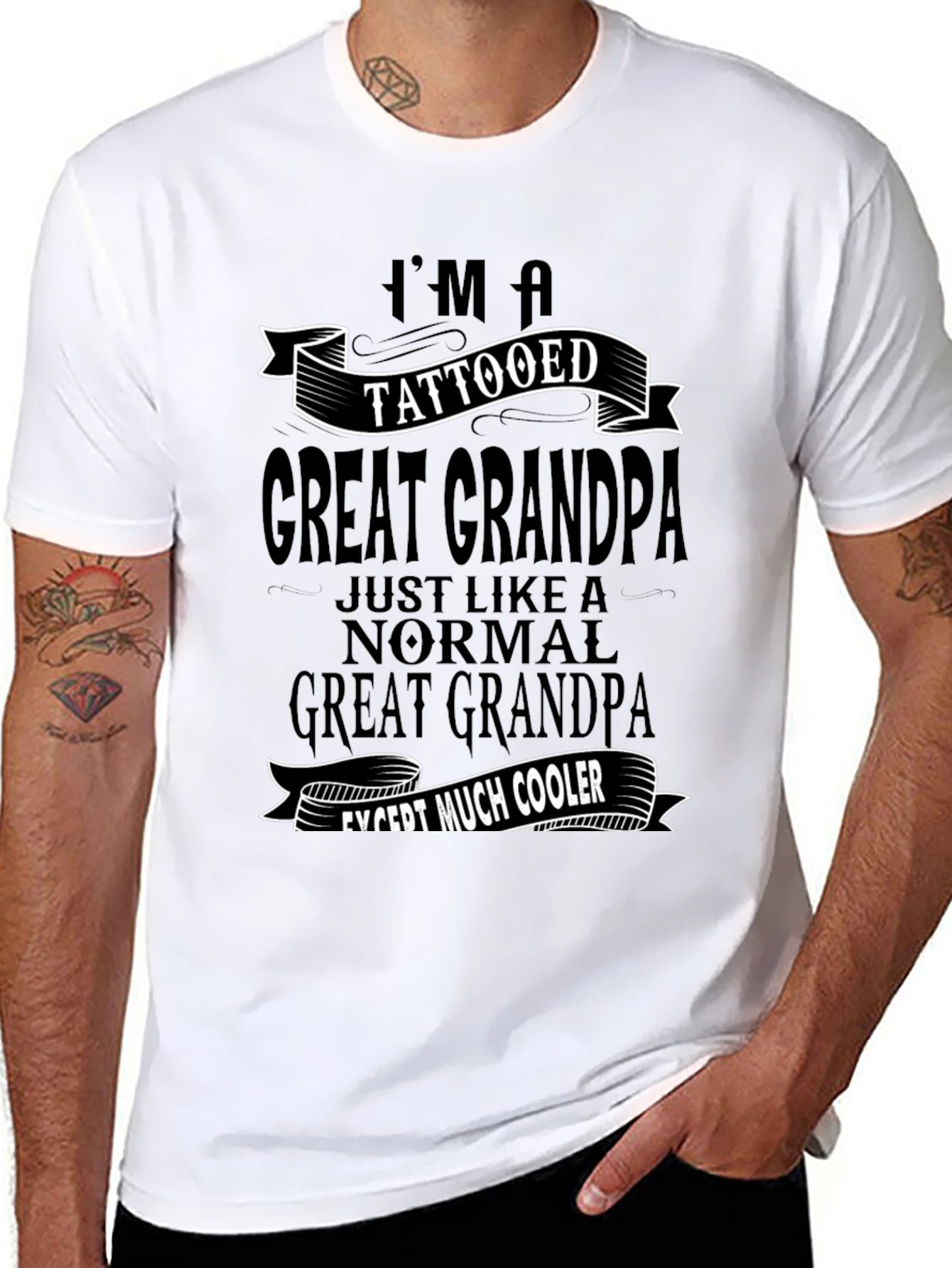 Tattooed Great Grandpa Black Graphic Tee