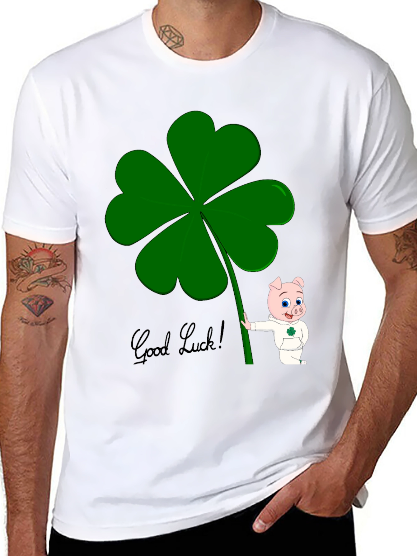 Lucky Pig Shamrock T-Shirt - Good Luck Charm Tee