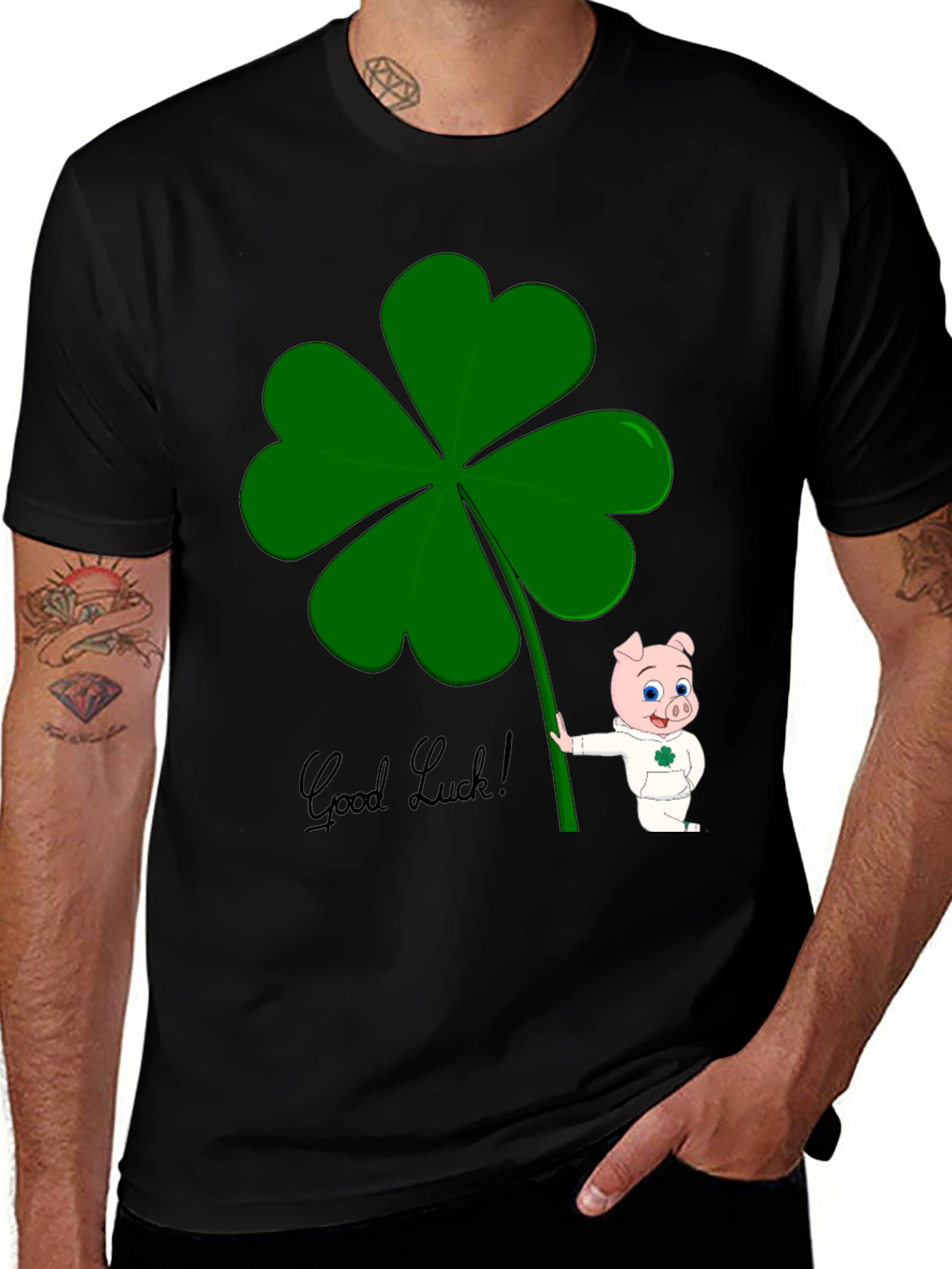 Lucky Pig Shamrock T-Shirt - Good Luck Charm Tee
