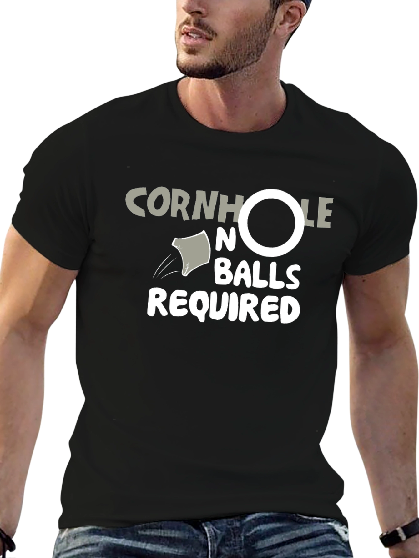 Cornhole No Balls Required Black T-Shirt
