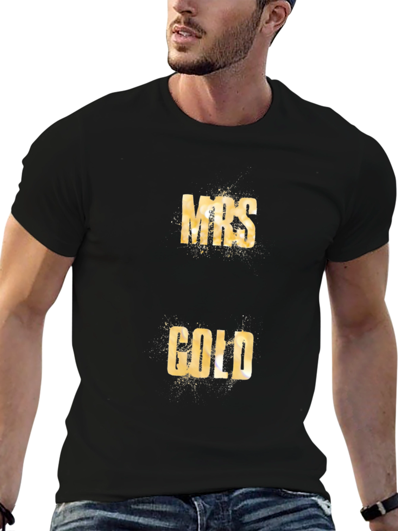 Mrs. Gold Tee - Black Cotton Graphic T-Shirt