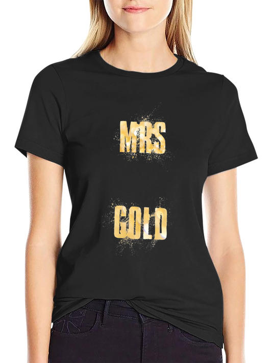 Mrs. Gold Tee - Black Cotton Graphic T-Shirt
