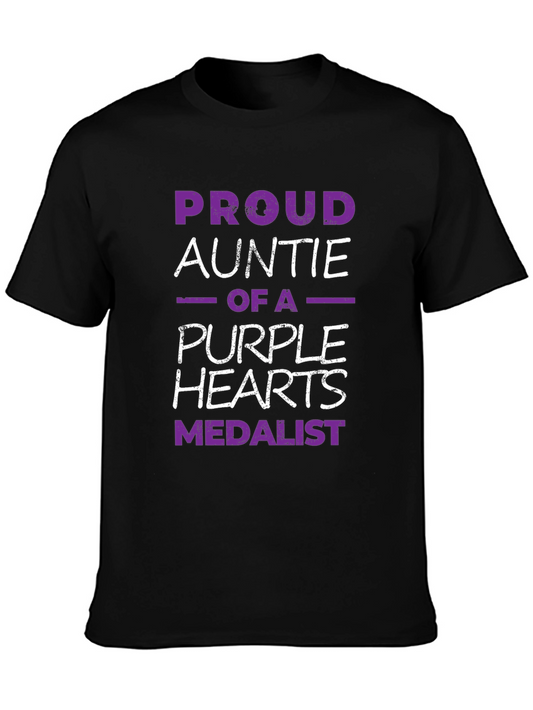 Proud Auntie Purple Hearts Medalist T-Shirt