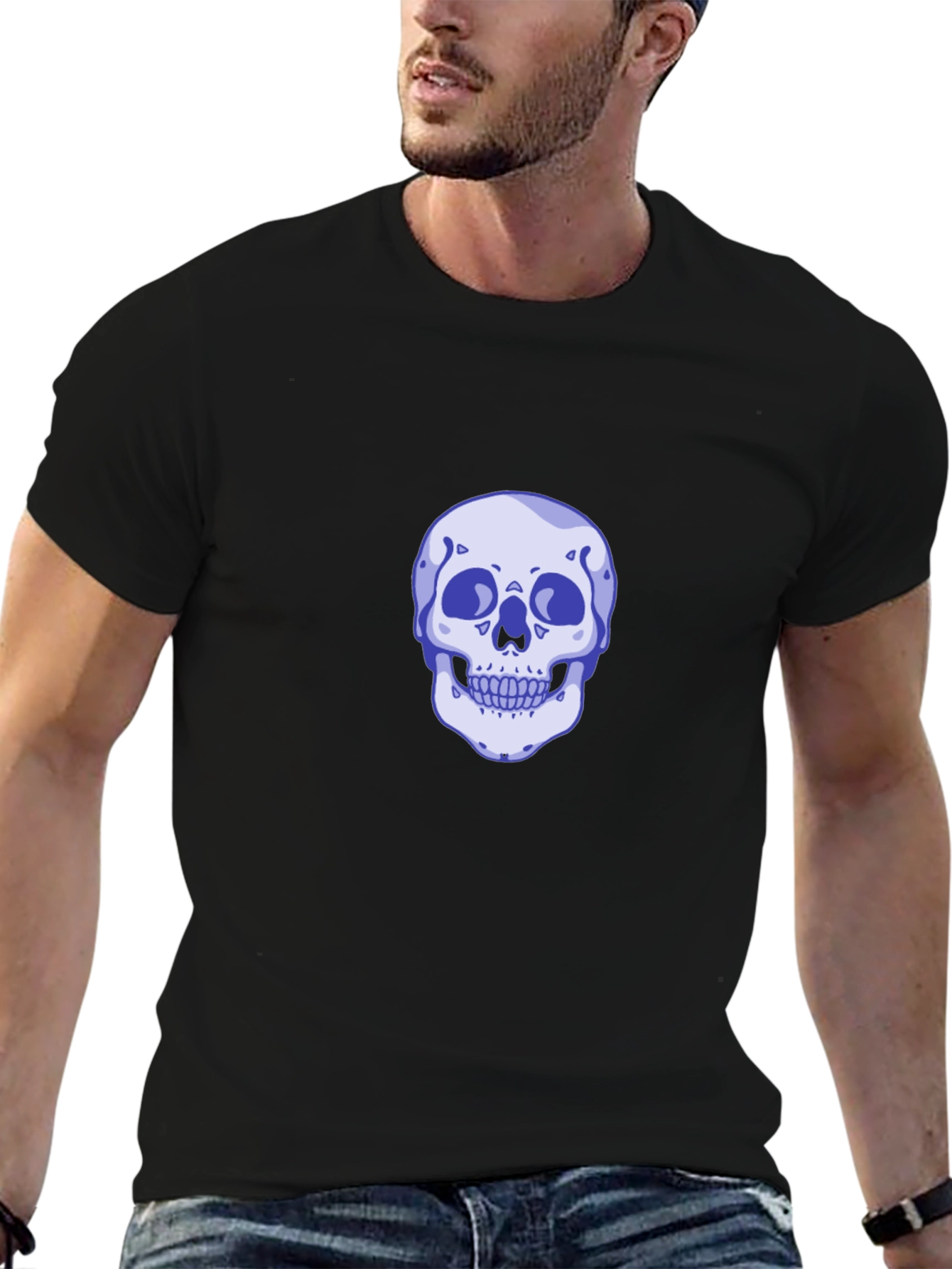 Skull Graphic Tee - Mens Casual Black T-Shirt