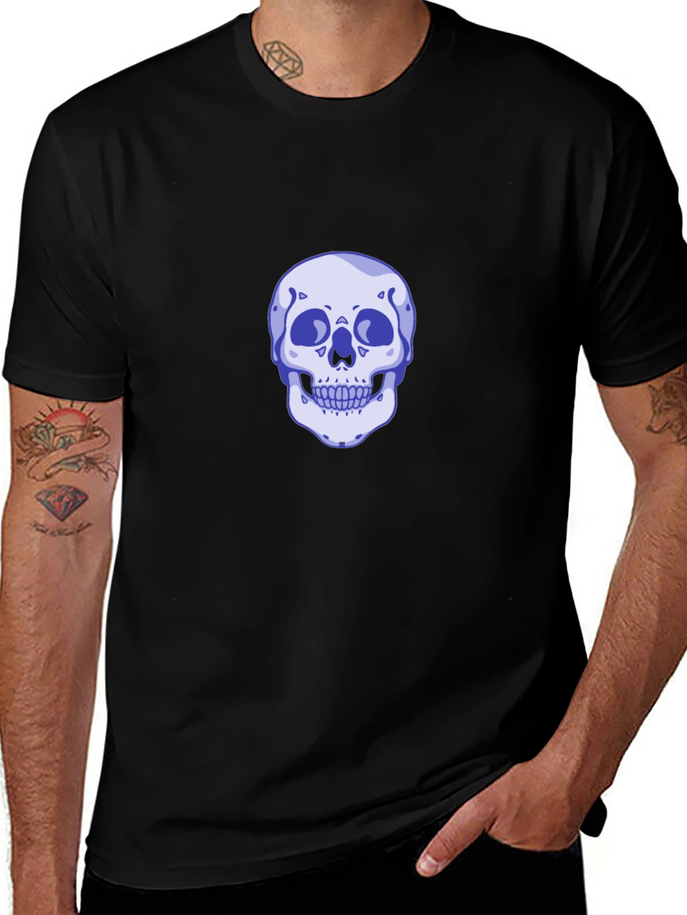 Skull Graphic Tee - Mens Casual Black T-Shirt
