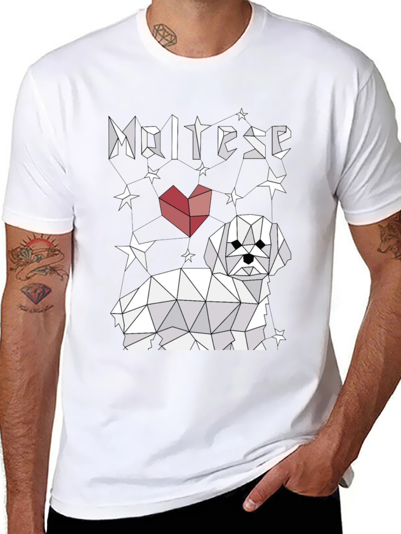 Geometric Maltese Dog T-Shirt