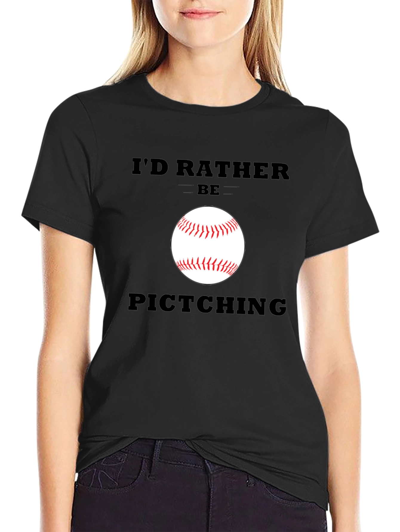 Funny Baseball T-Shirt - Id Rather Be Pitching