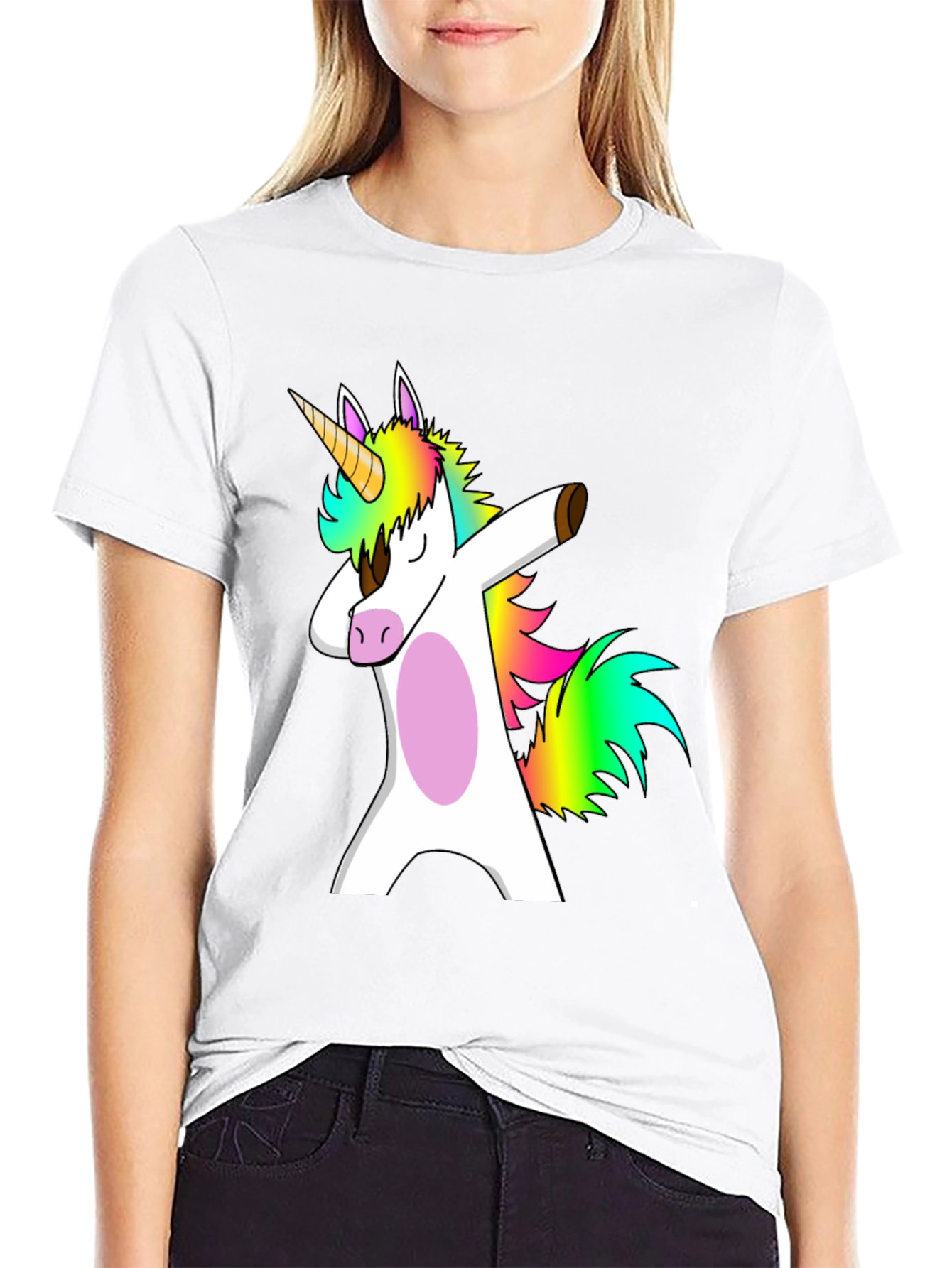 Dabbing Unicorn Black T-Shirt Funny Gift