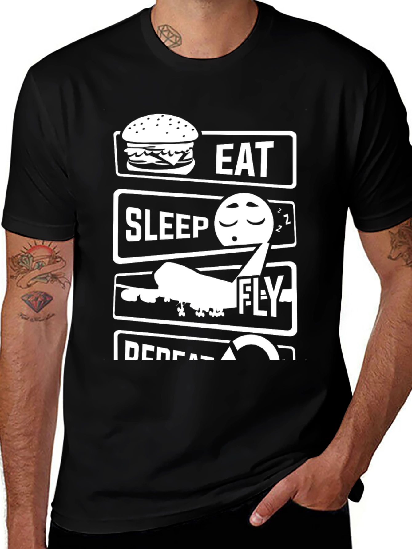 Eat Sleep Fly Repeat T-Shirt - Aviation Lovers Tee