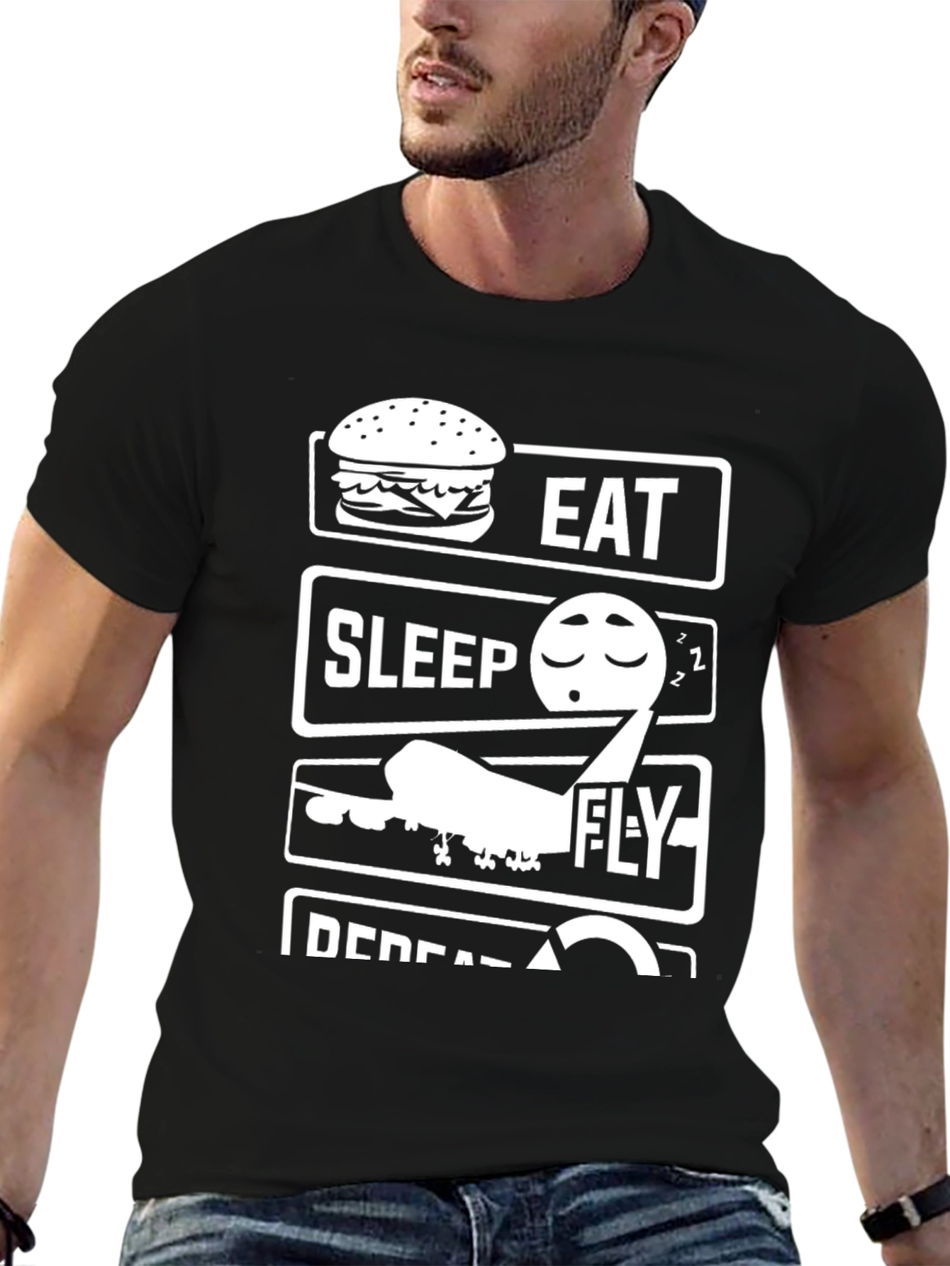 Eat Sleep Fly Repeat T-Shirt - Aviation Lovers Tee